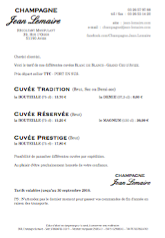 Tarifs Champagne Jean Lemaire